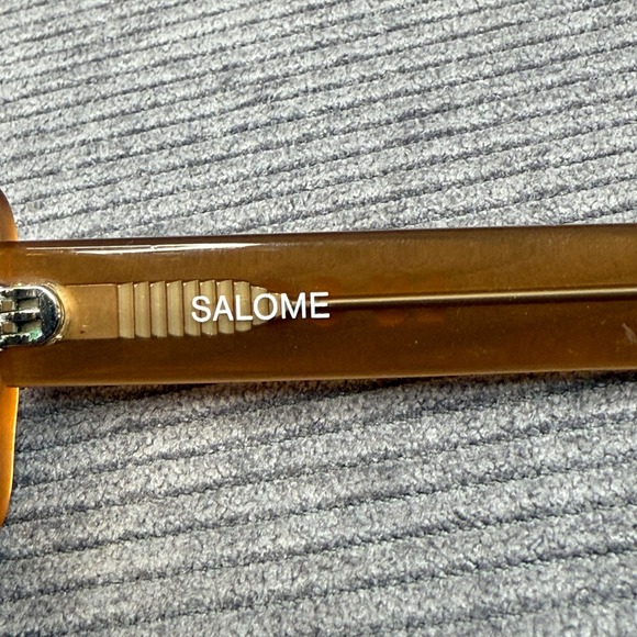 Lu Goldie‎ Salome Amber Honey Rectangular Y2K Sunglasses UV400 Retro Slim Frames